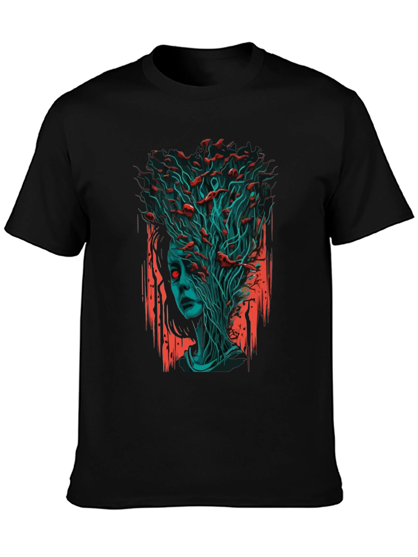 Surreal Zombie Girl Graphic Tee - Black
