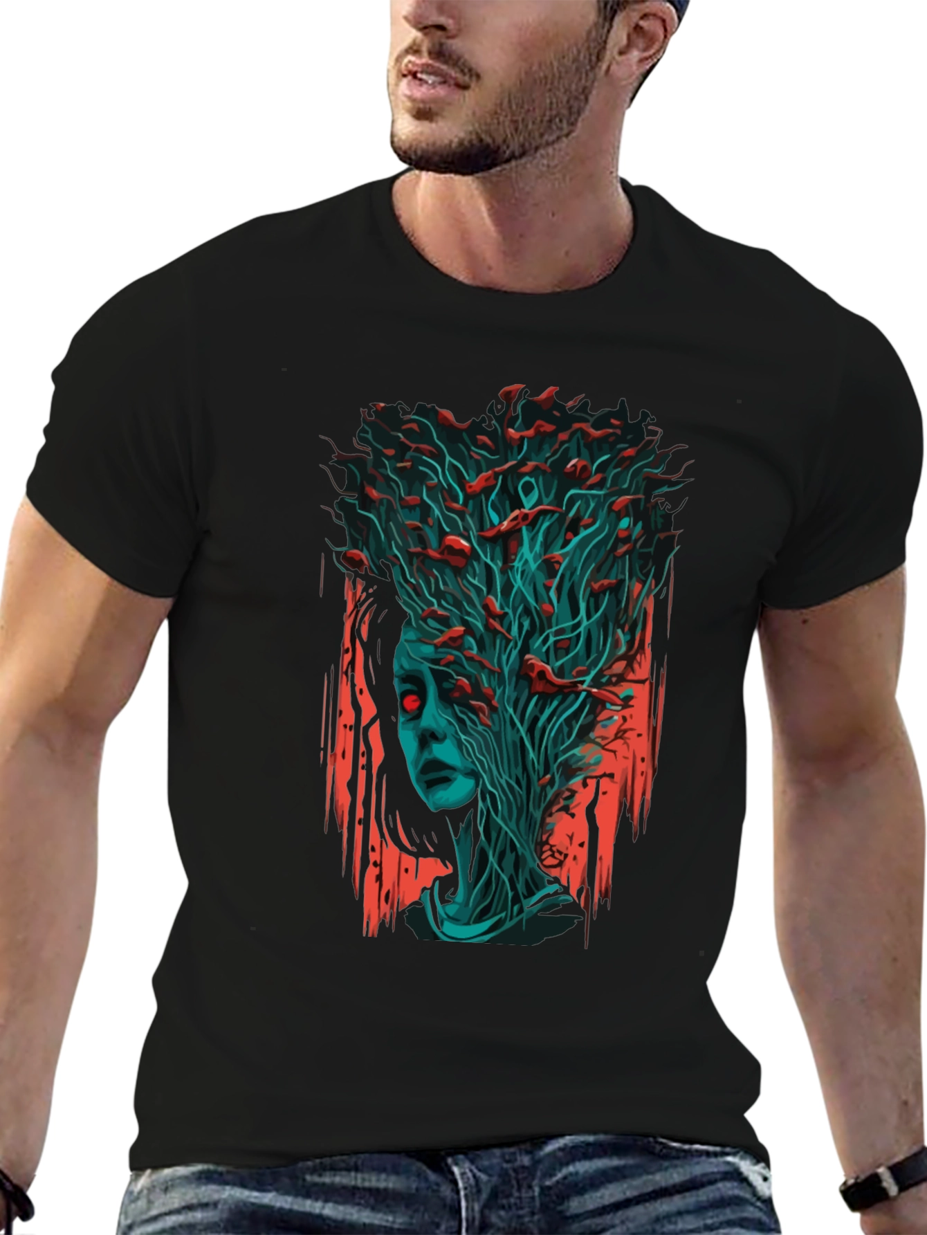 Surreal Zombie Girl Graphic Tee - Black
