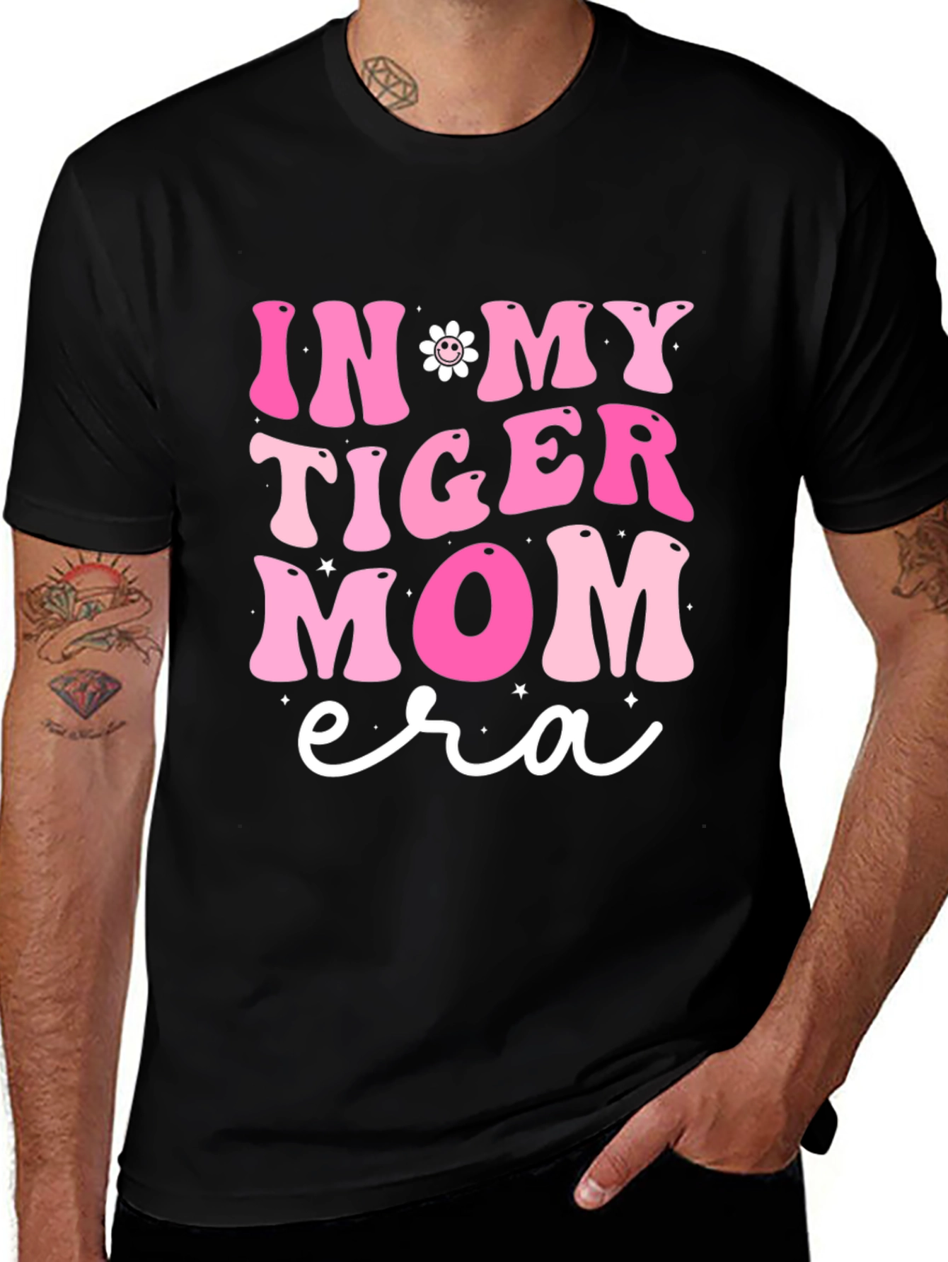 In My Tiger Mom Era Black Cotton T-Shirt
