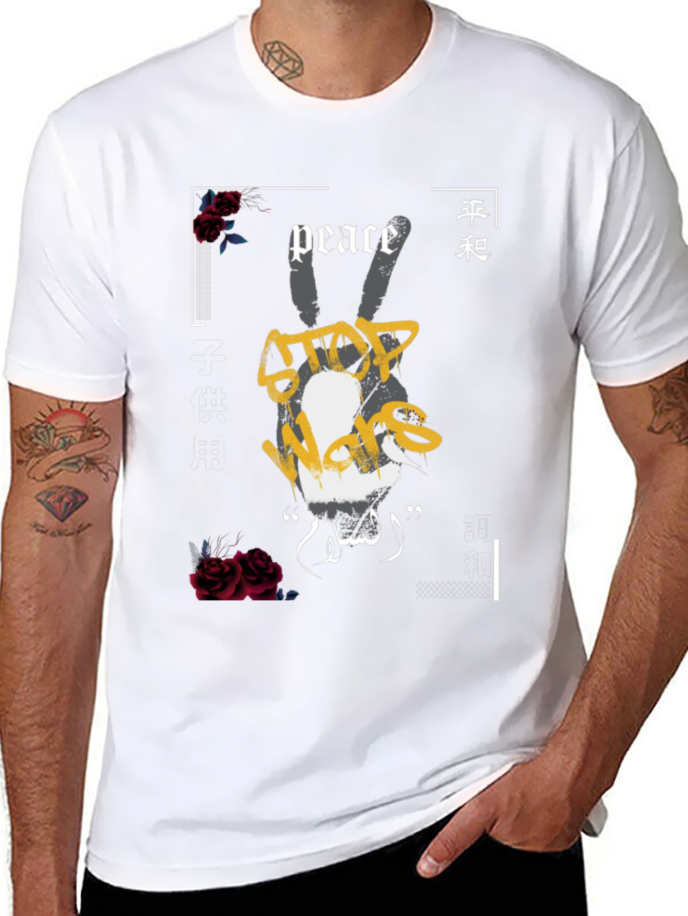 Peace & Stop Wars Graphic T-Shirt
