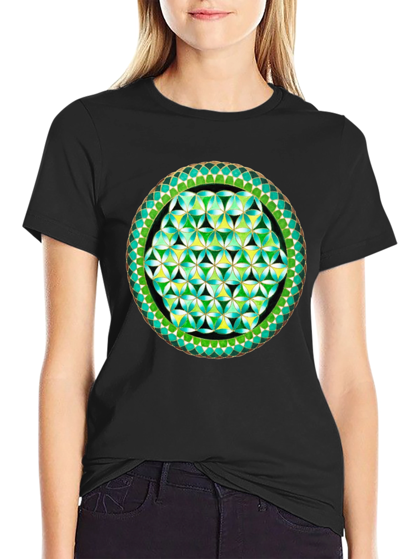 Geometric Flower of Life Graphic Tee