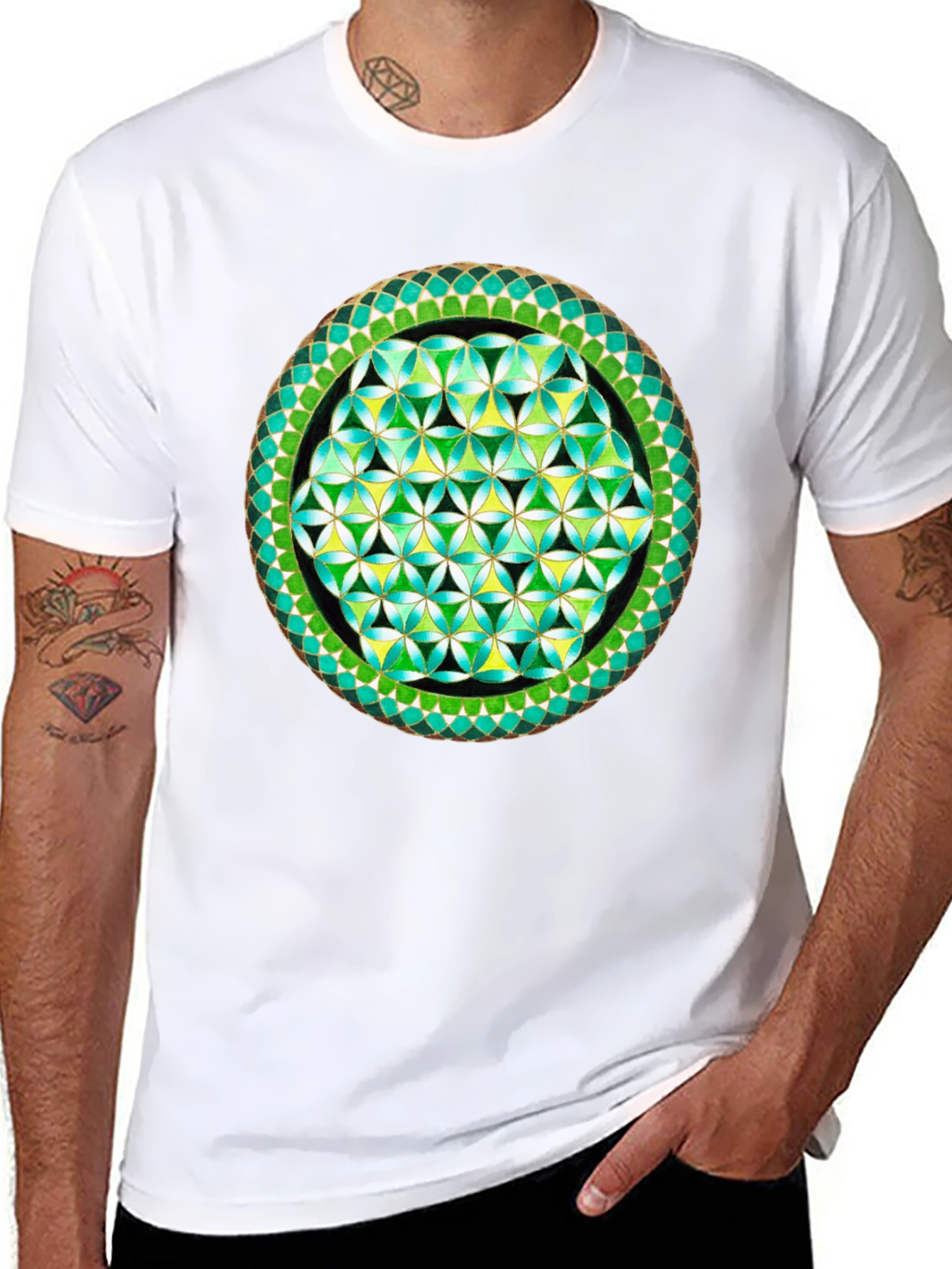 Geometric Flower of Life Graphic Tee