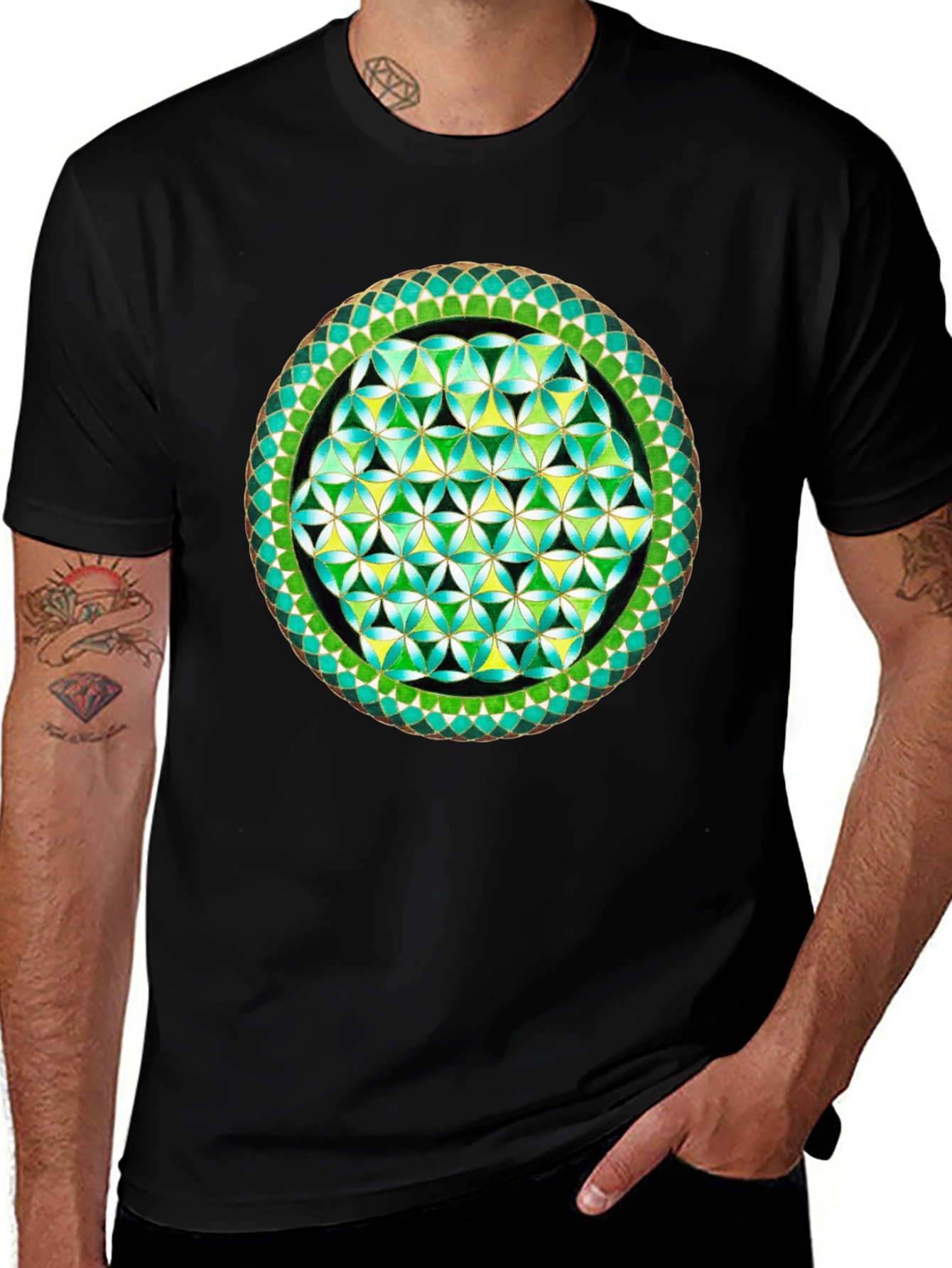 Geometric Flower of Life Graphic Tee