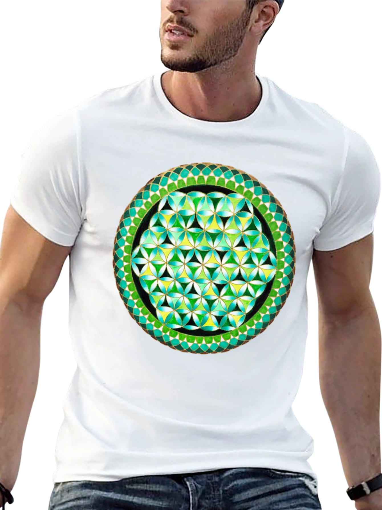 Geometric Flower of Life Graphic Tee