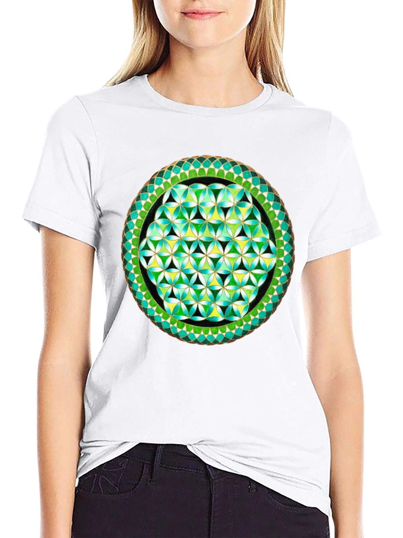 Geometric Flower of Life Graphic Tee