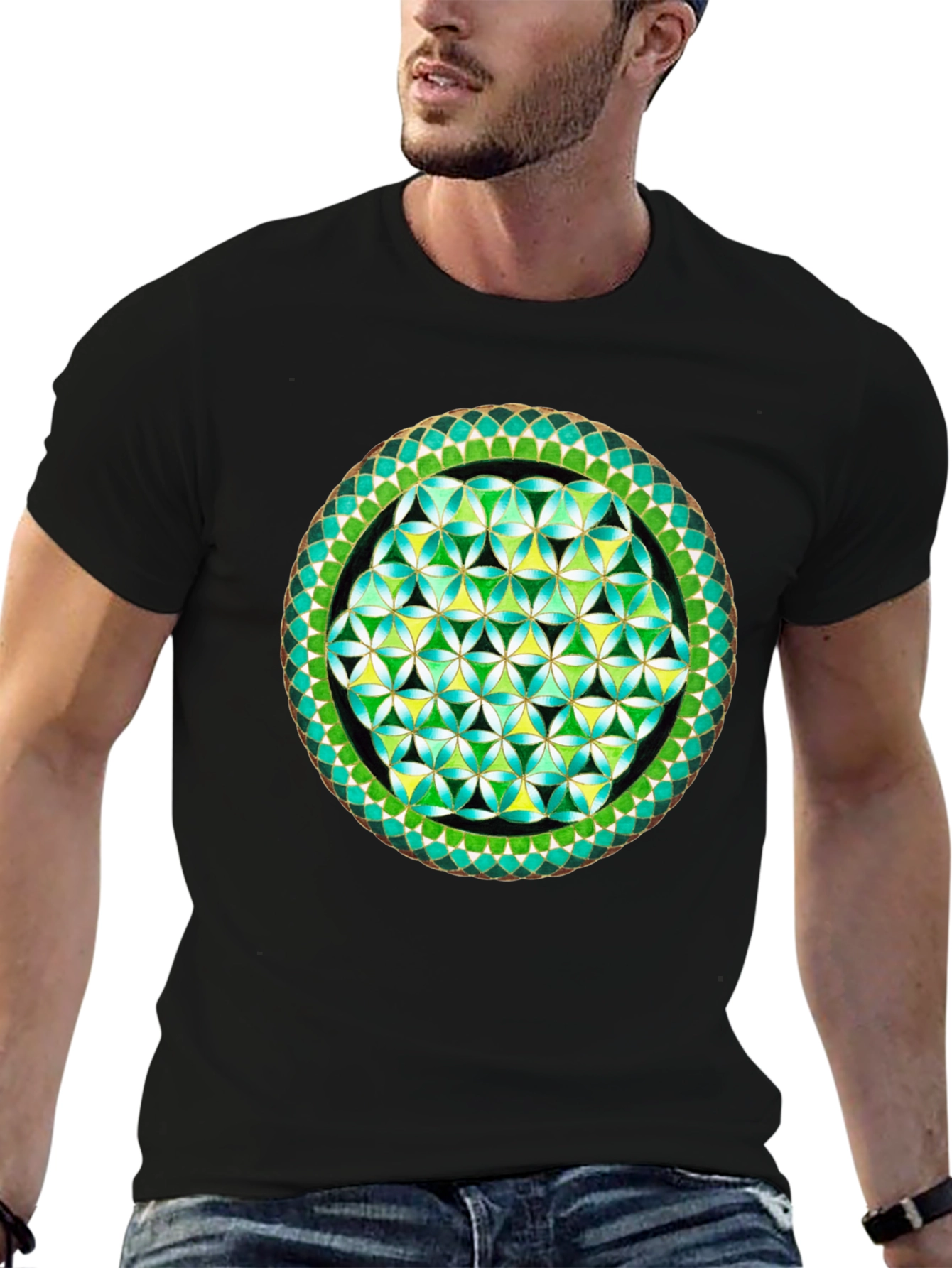Geometric Flower of Life Graphic Tee