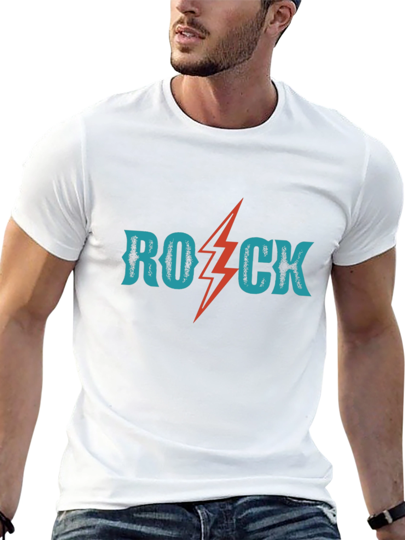 Rock Lightning Bolt Graphic Tee - Black