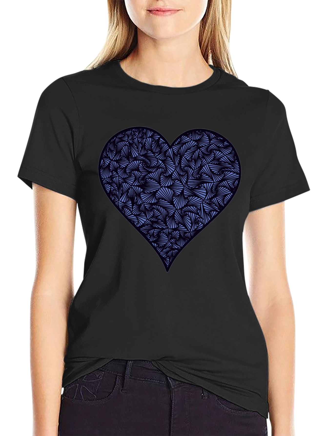 Heart Print Mens Black T-Shirt