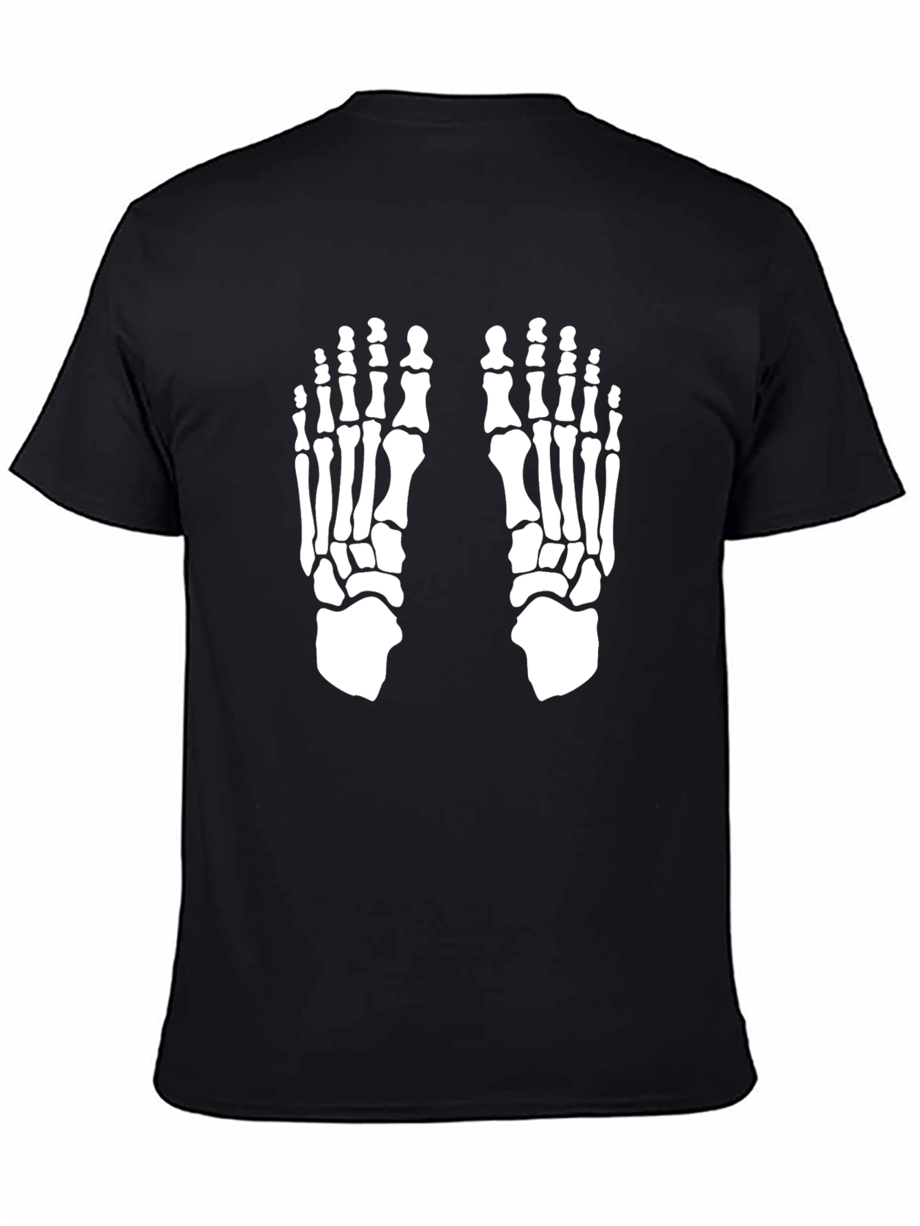 Skeleton Feet Print Black T-Shirt