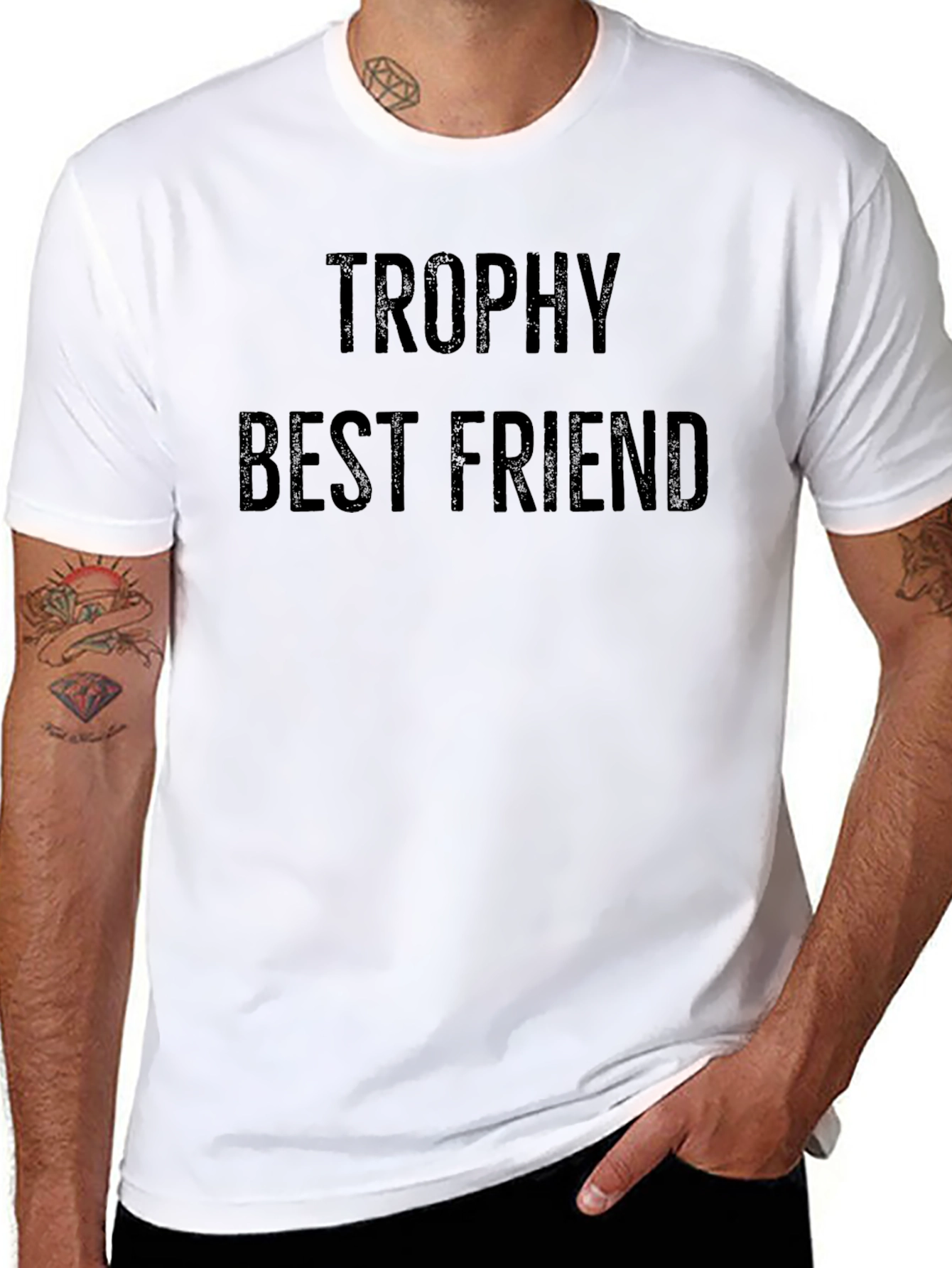 Trophy Best Friend Graphic Tee - Black Casual T-Shirt