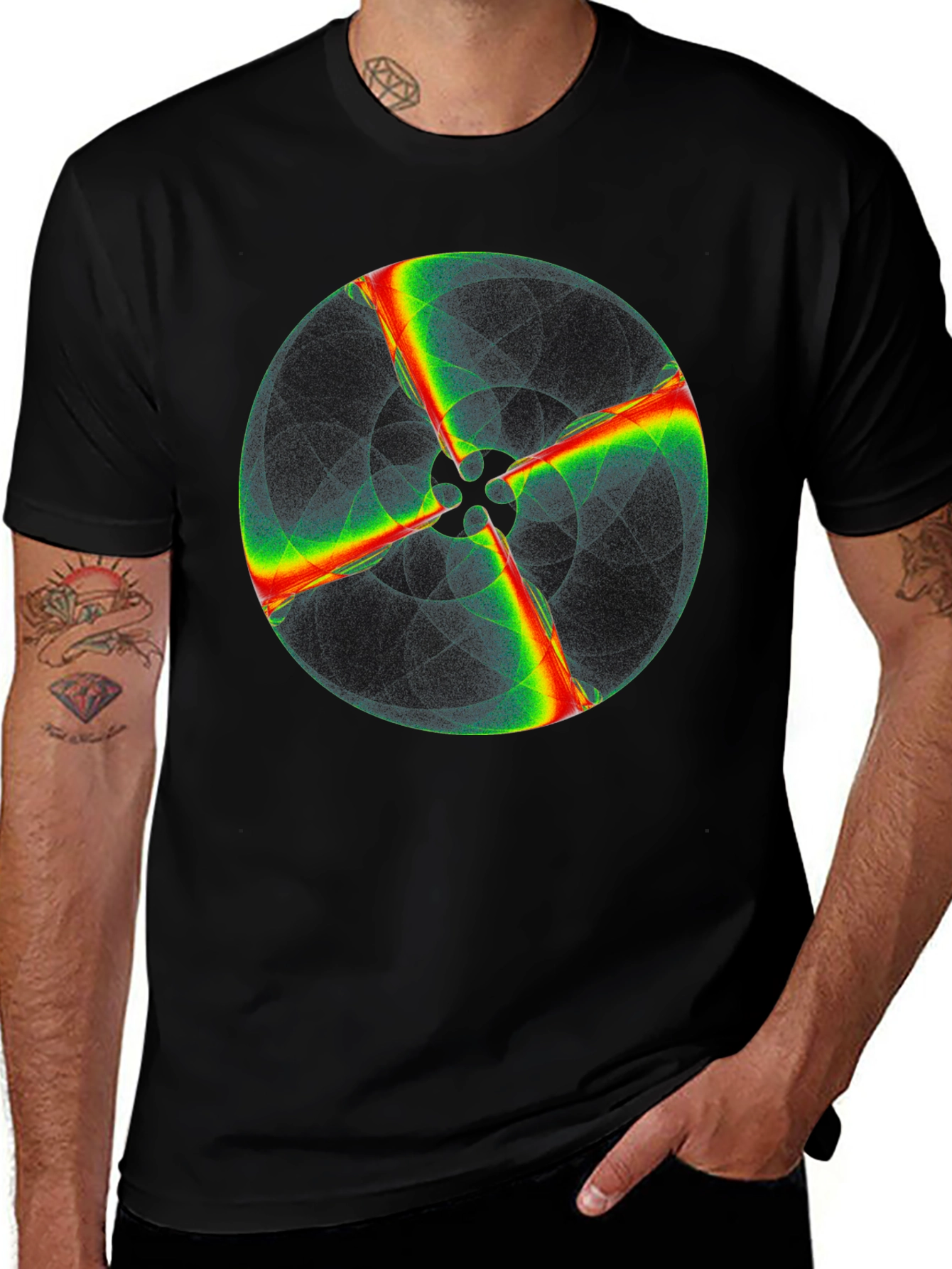 Abstract Circle Graphic Black T-Shirt