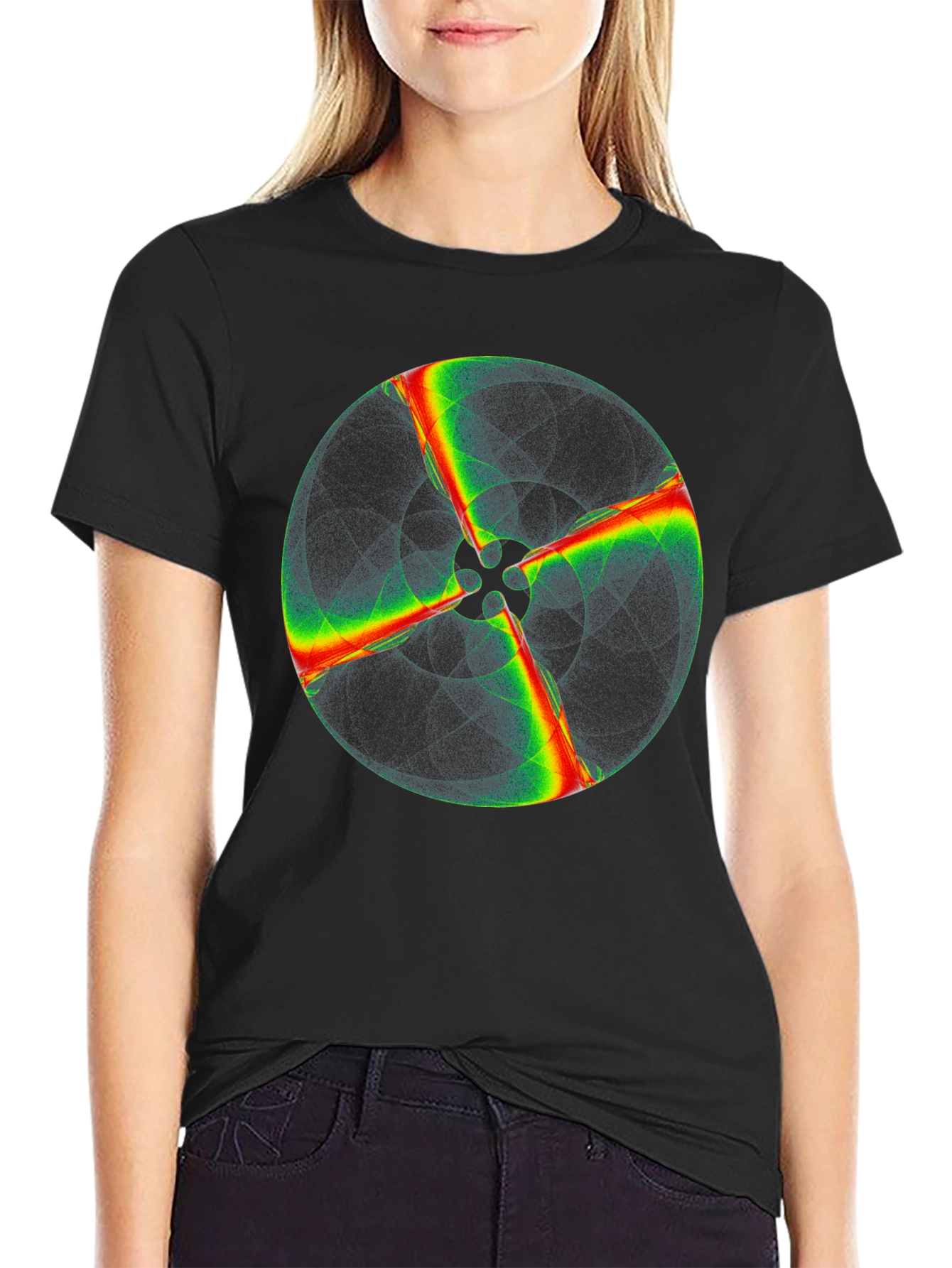 Abstract Circle Graphic Black T-Shirt