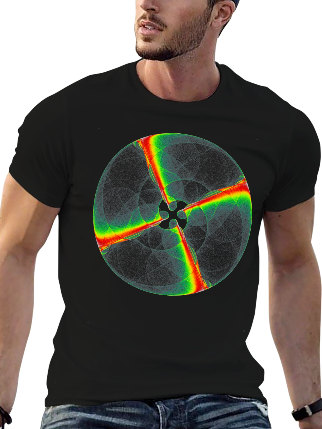 Abstract Circle Graphic Black T-Shirt
