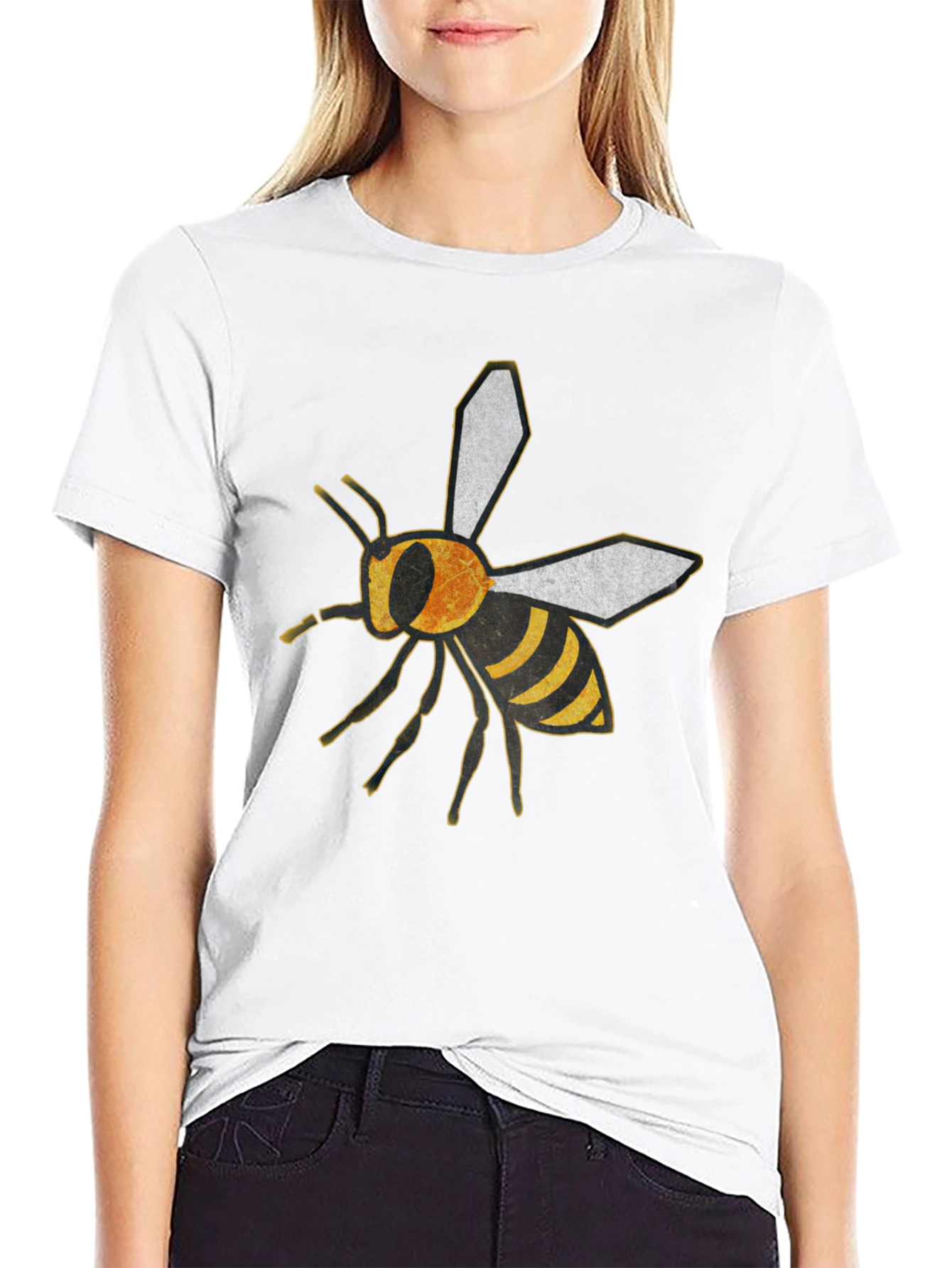 Bee Graphic Black T-Shirt - Stylish Crew Neck Tee
