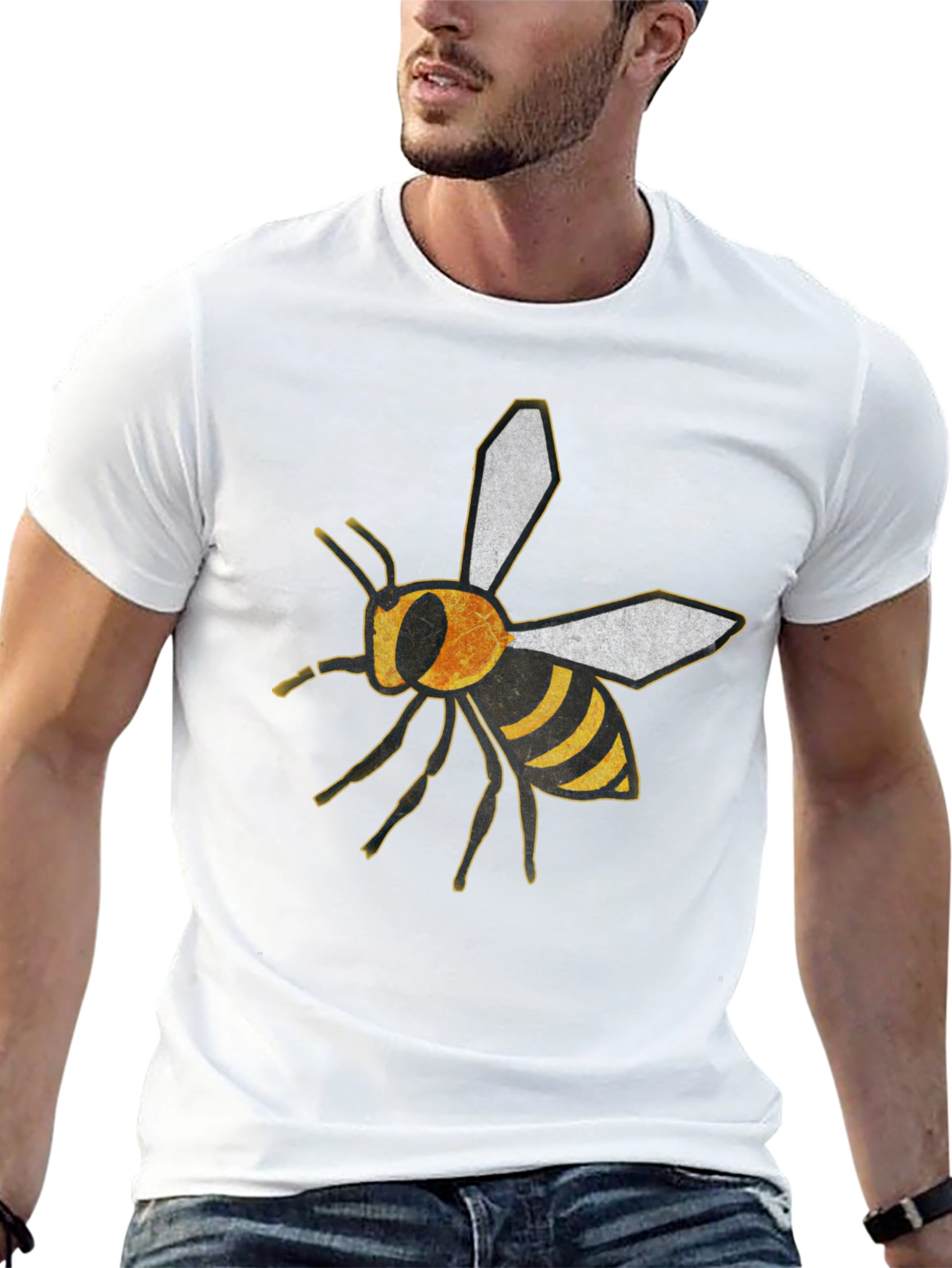 Bee Graphic Black T-Shirt - Stylish Crew Neck Tee