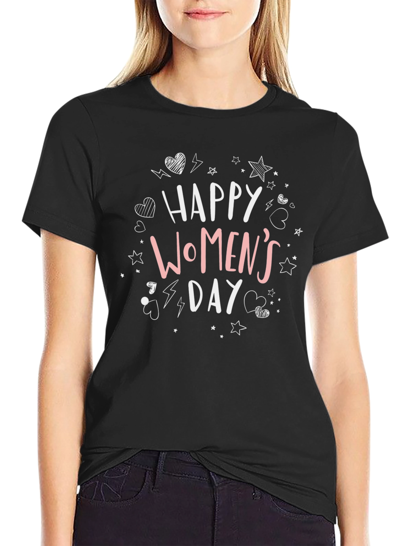 Happy Womens Day Graphic Tee - Black Unisex T-Shirt