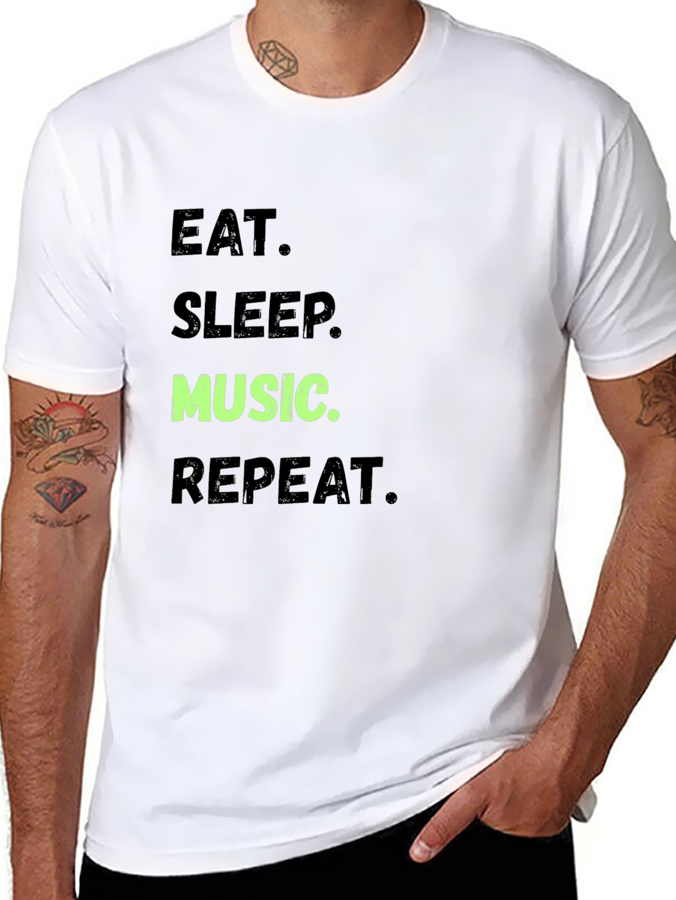 Eat Sleep Music Repeat Black T-Shirt