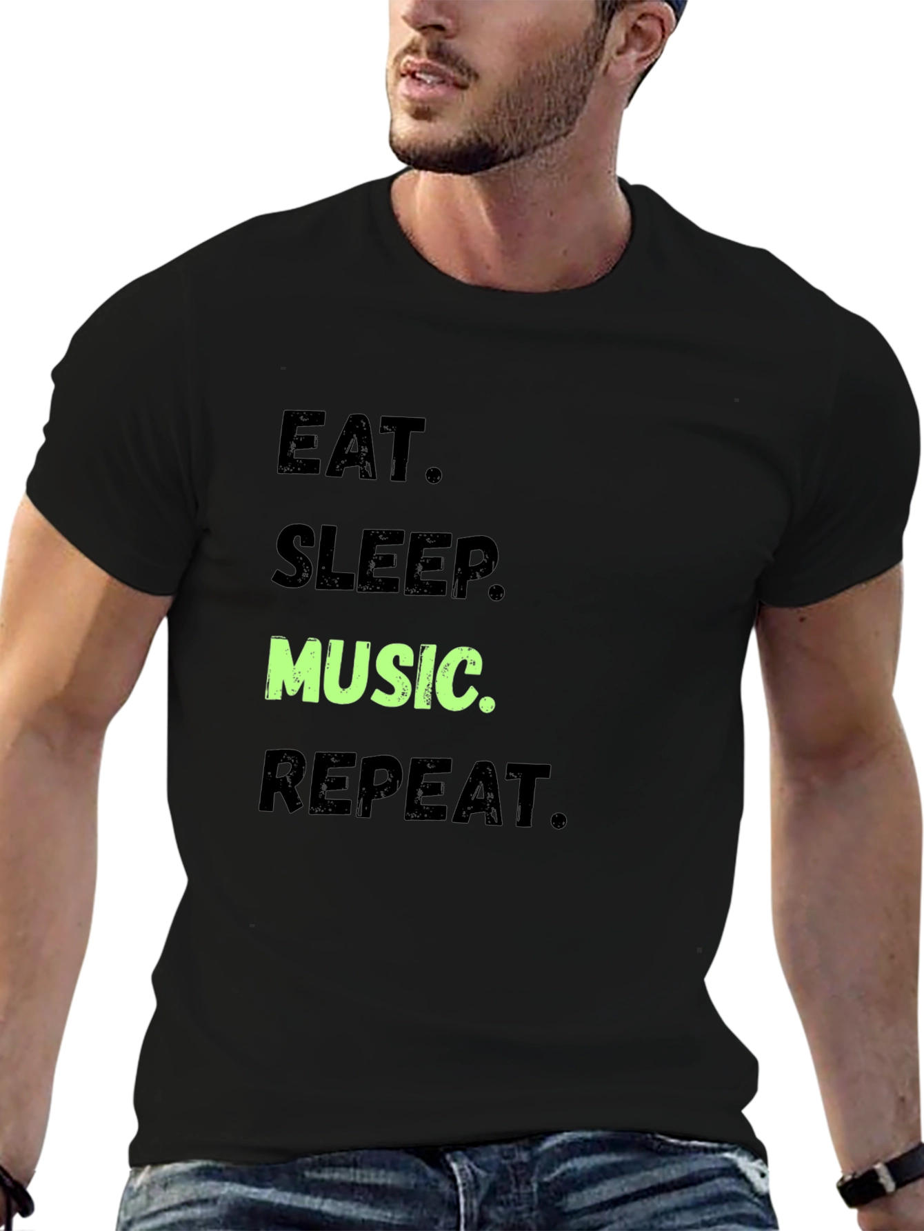 Eat Sleep Music Repeat Black T-Shirt