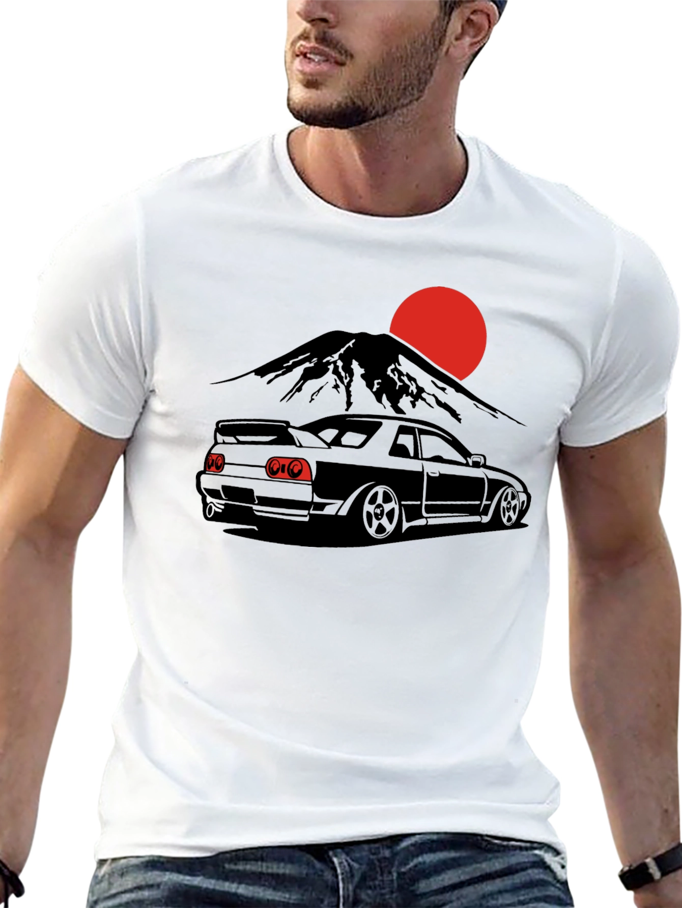 Japanese Skyline Car Black T-Shirt