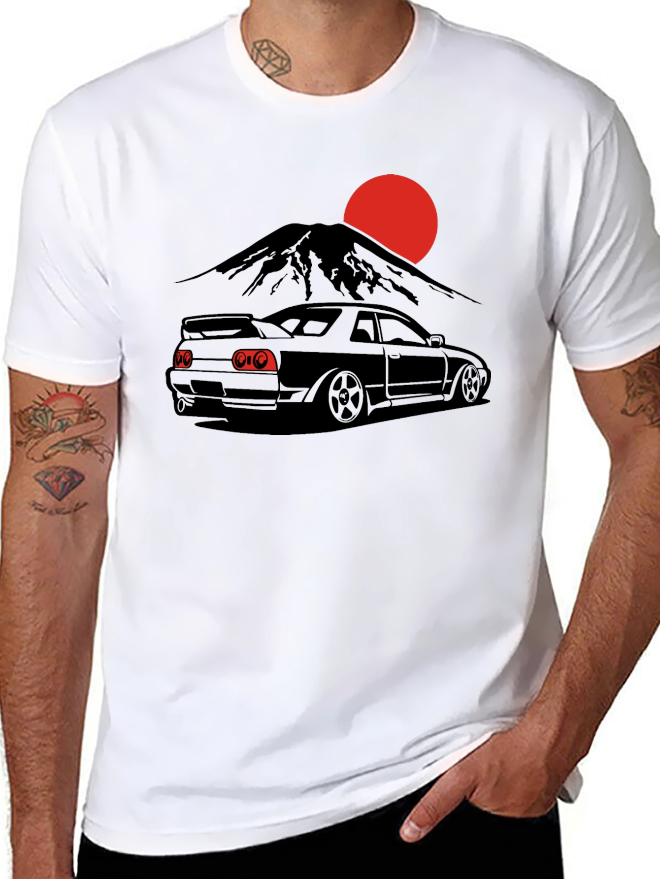 Japanese Skyline Car Black T-Shirt