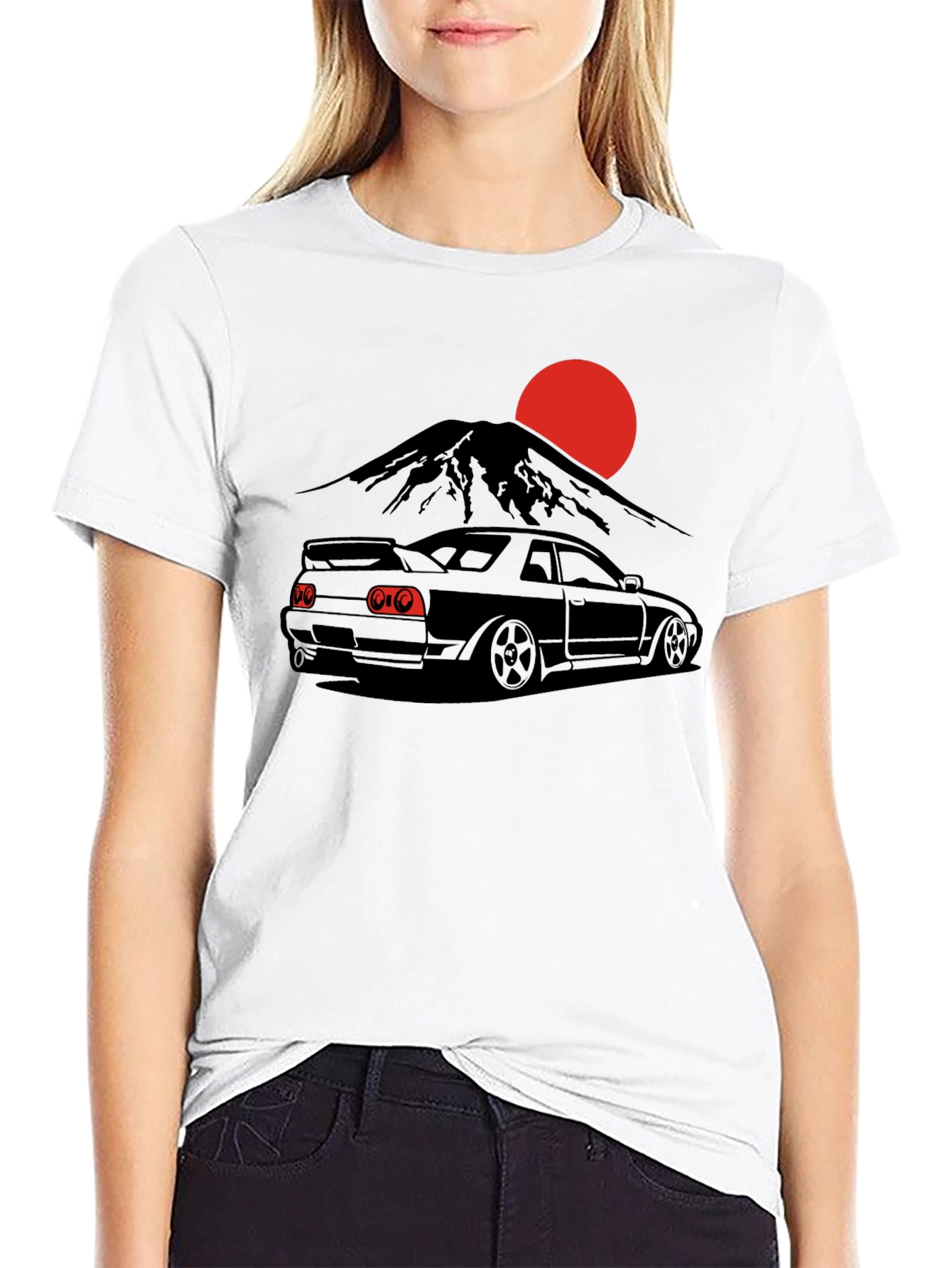 Japanese Skyline Car Black T-Shirt