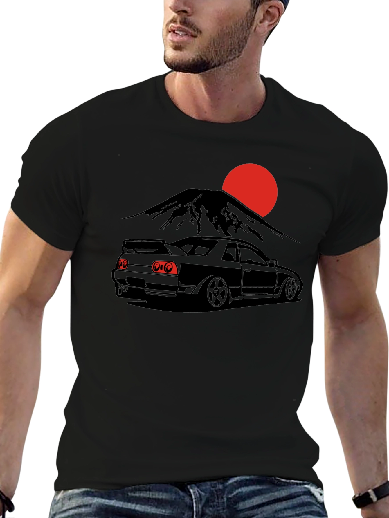 Japanese Skyline Car Black T-Shirt