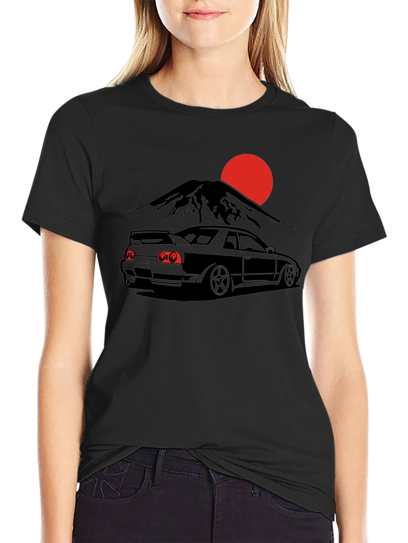 Japanese Skyline Car Black T-Shirt