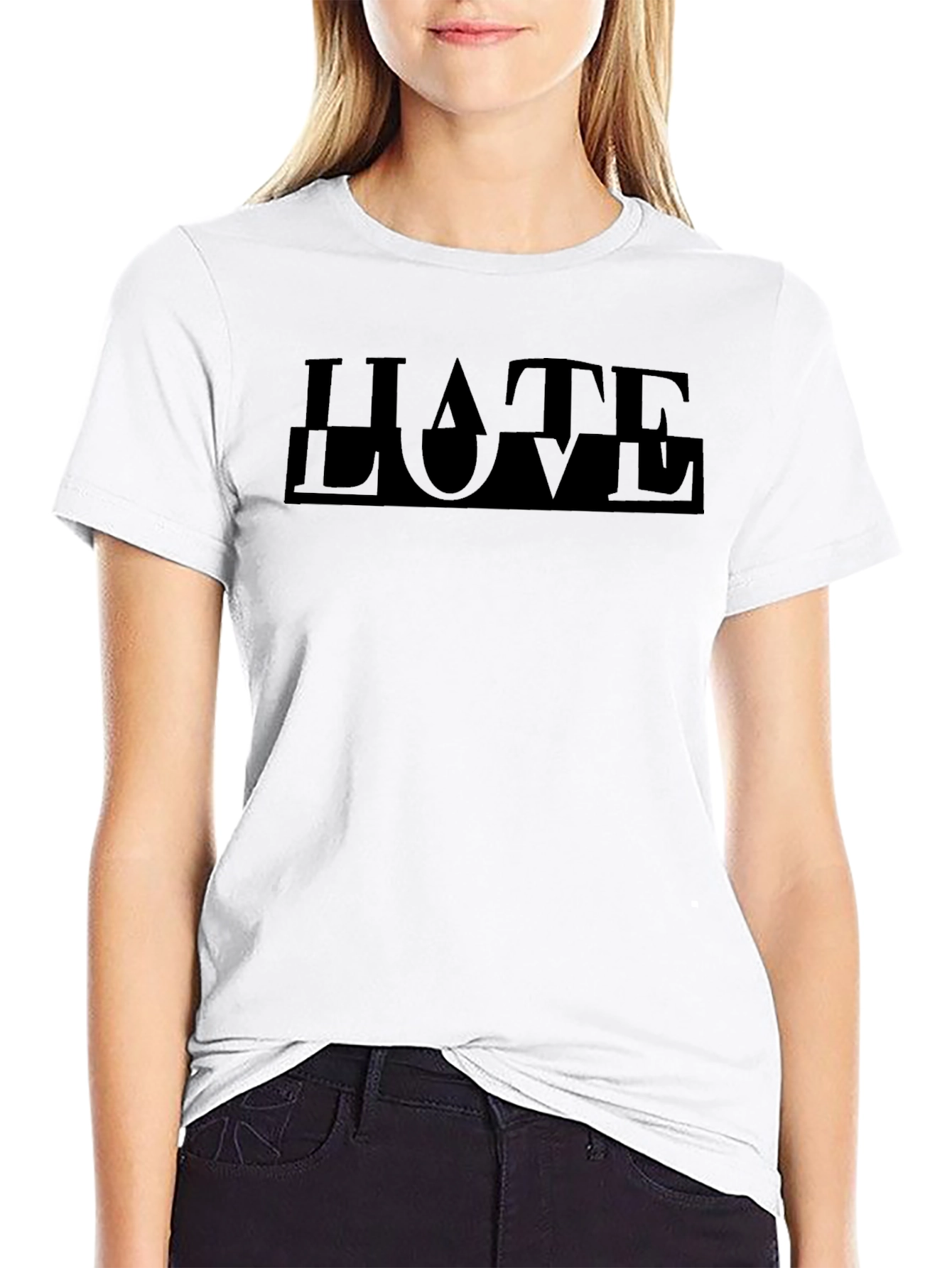 Hate/Love Graphic Print Black T-Shirt