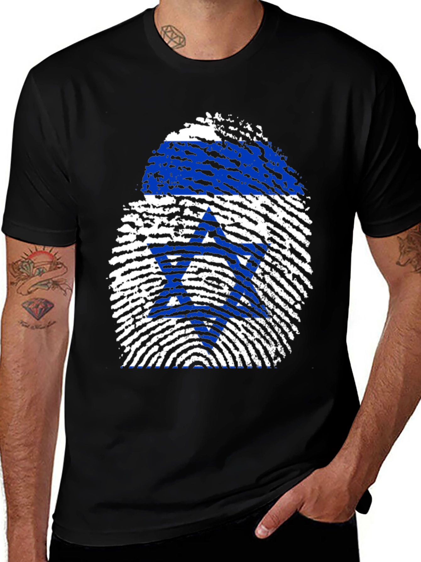 Israel Flag Fingerprint Graphic Tee
