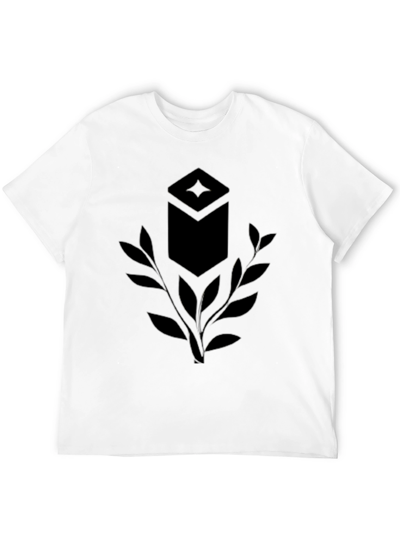 Stylish Black T-Shirt with Unique Geometric Leaf Design
