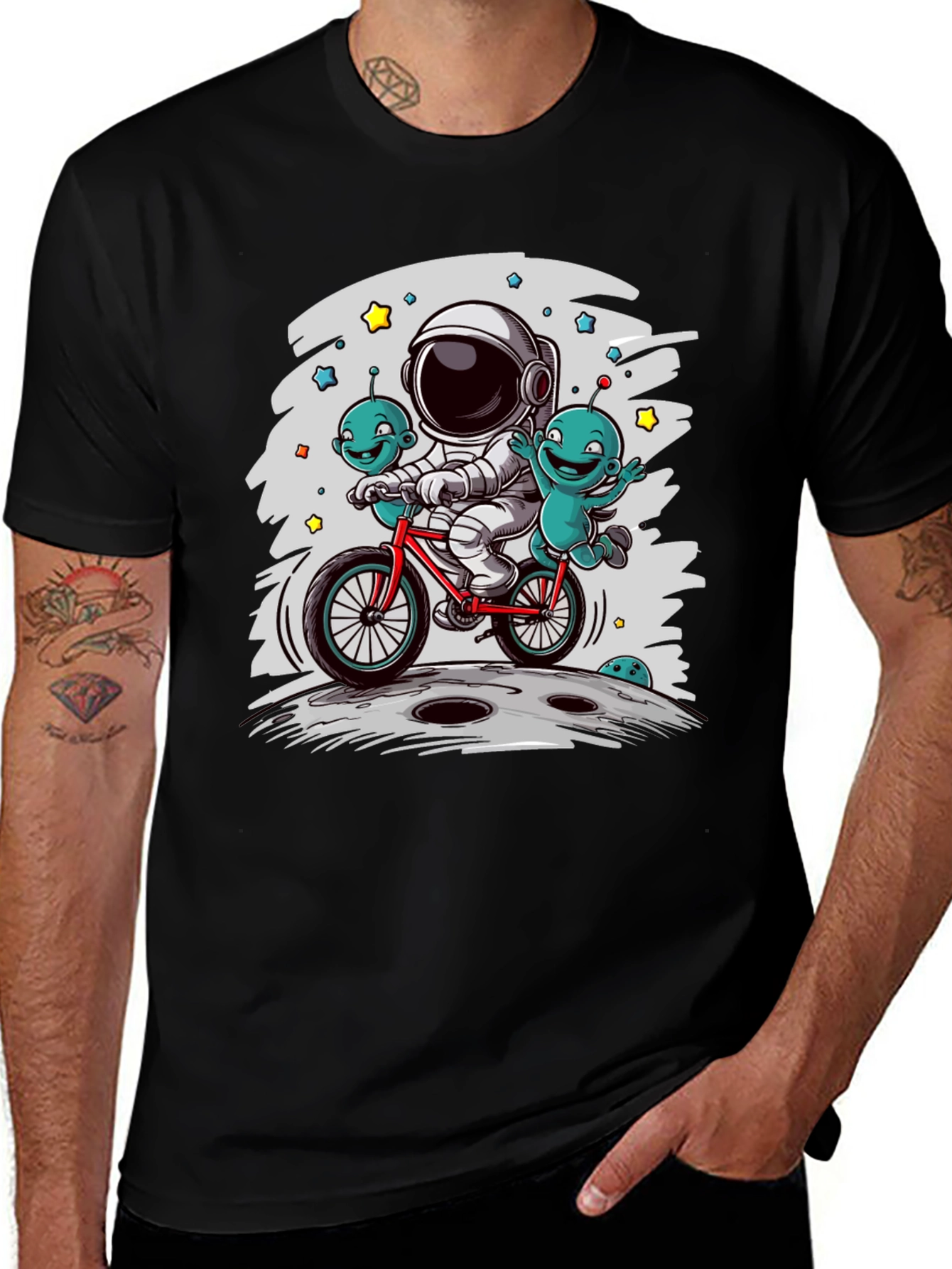 Astronaut & Aliens Graphic Tee - Space Adventure T-Shirt