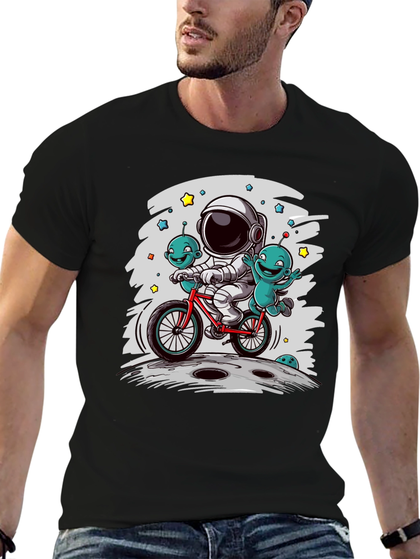Astronaut & Aliens Graphic Tee - Space Adventure T-Shirt