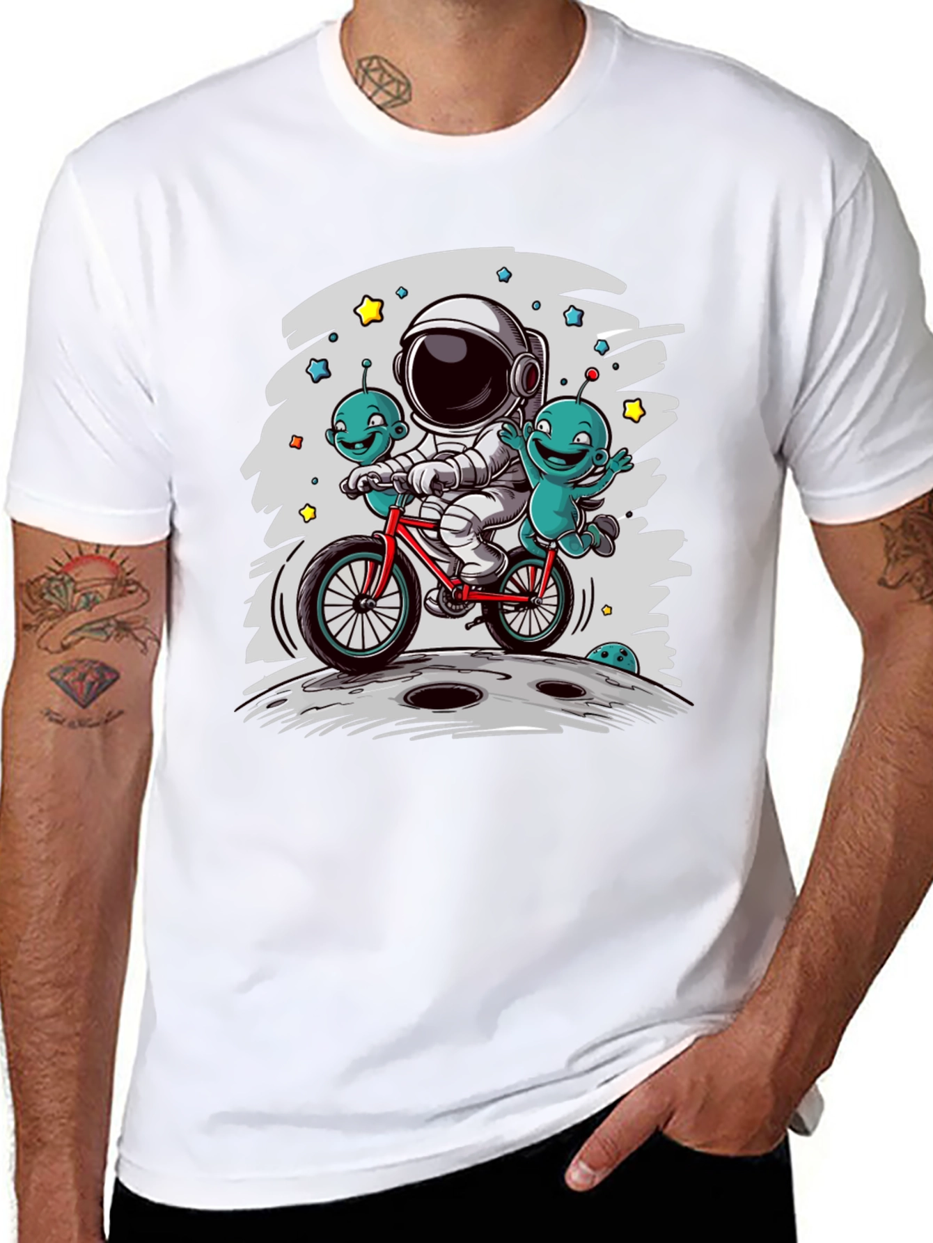 Astronaut & Aliens Graphic Tee - Space Adventure T-Shirt