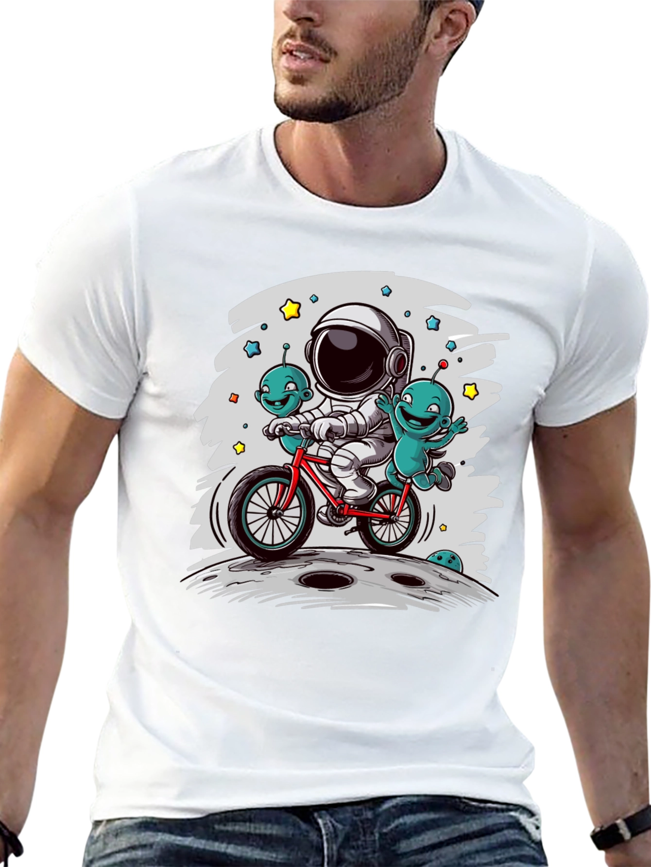 Astronaut & Aliens Graphic Tee - Space Adventure T-Shirt