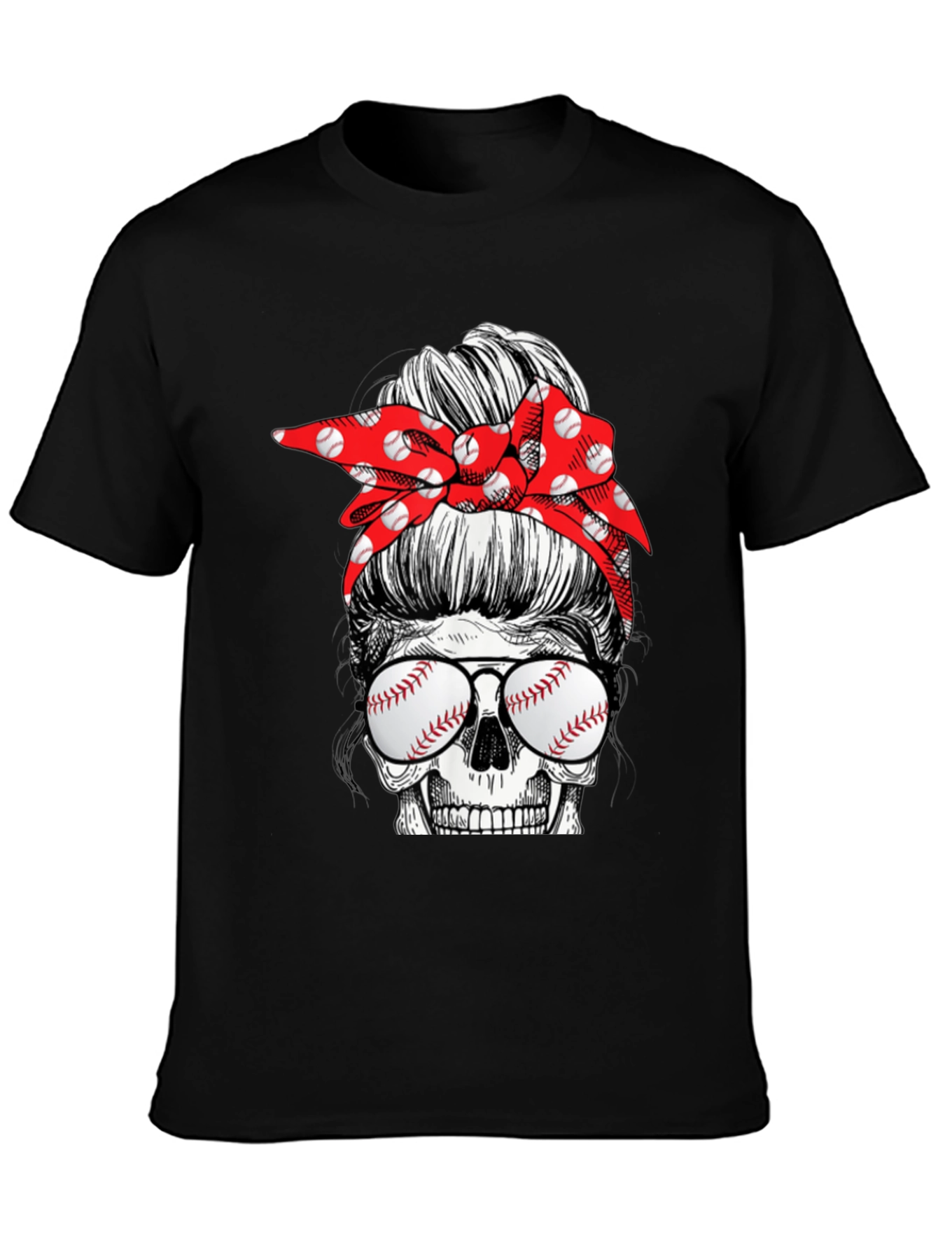 Baseball Mom Skull Graphic T-Shirt