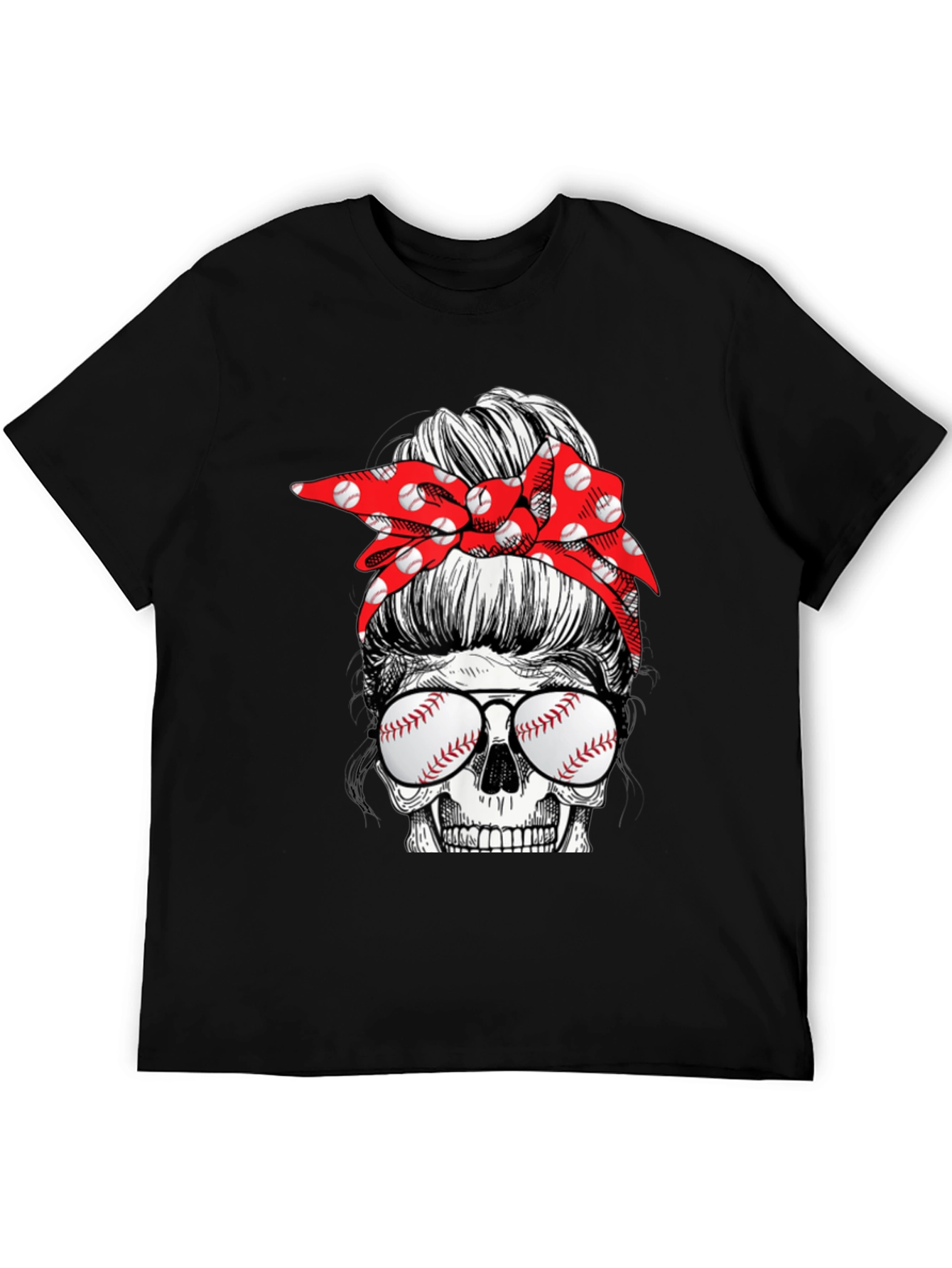 Baseball Mom Skull Graphic T-Shirt