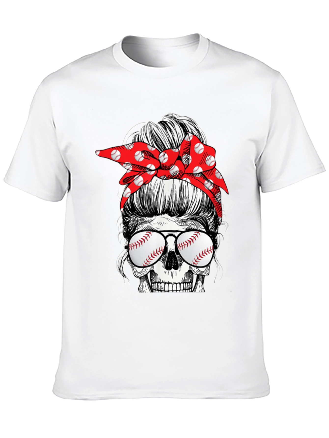 Baseball Mom Skull Graphic T-Shirt