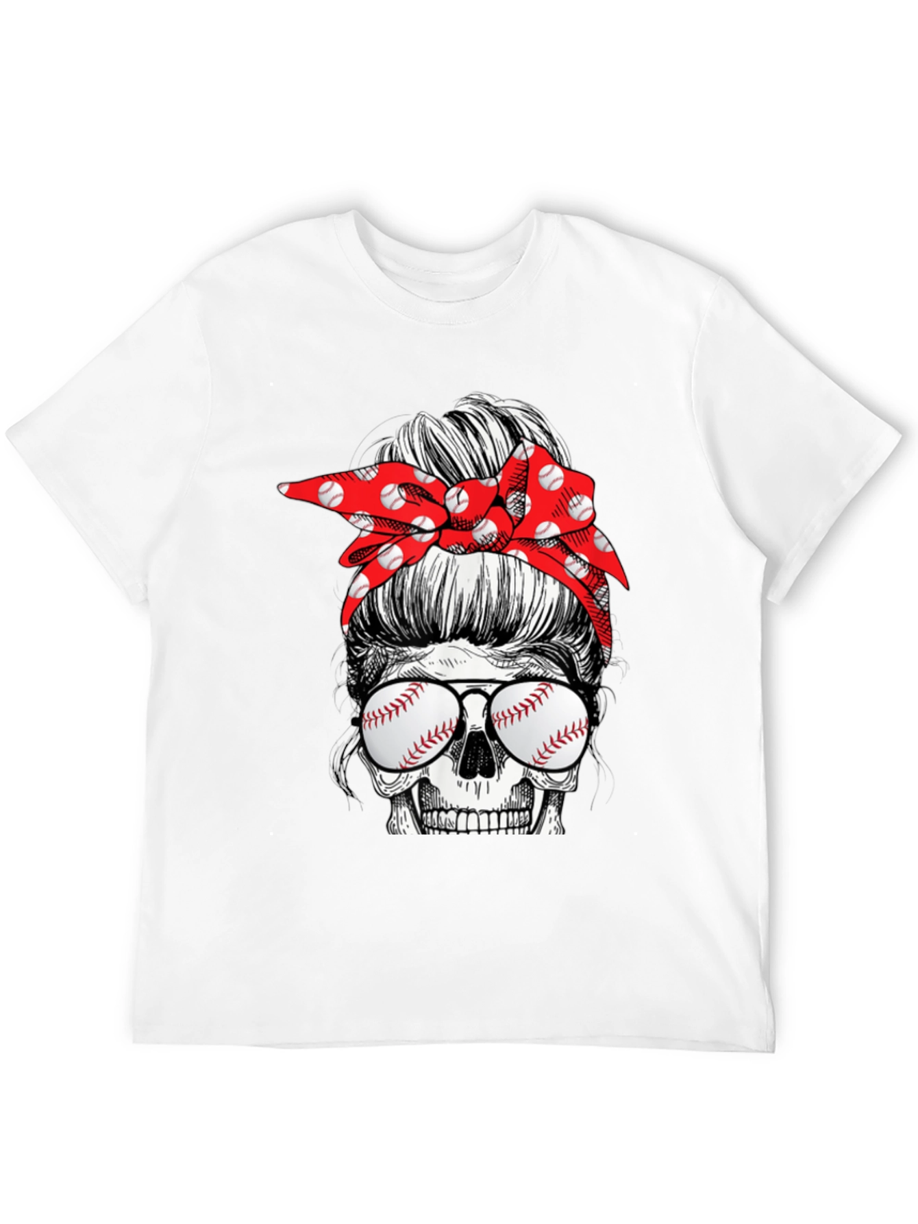 Baseball Mom Skull Graphic T-Shirt
