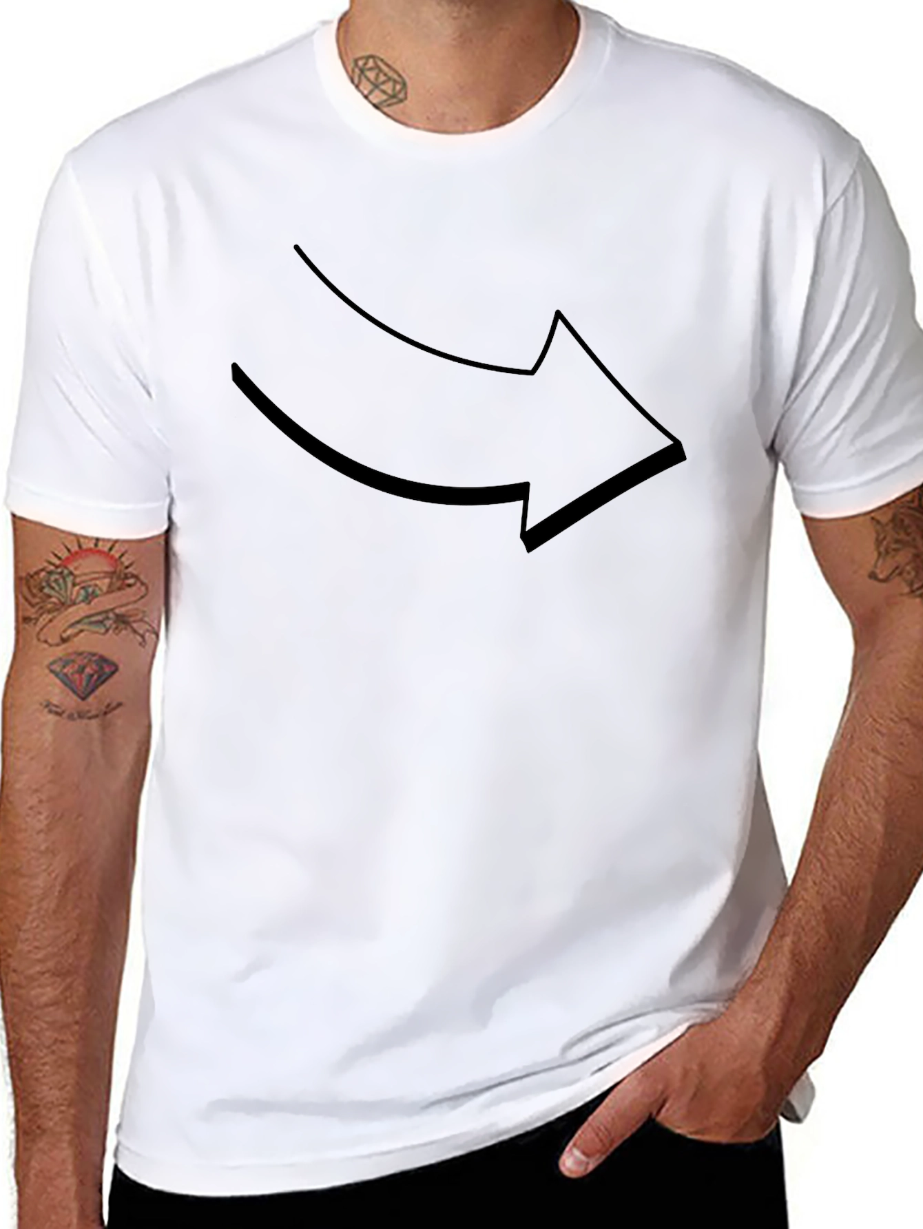 Arrow Graphic Print Black T-Shirt Casual Comfort