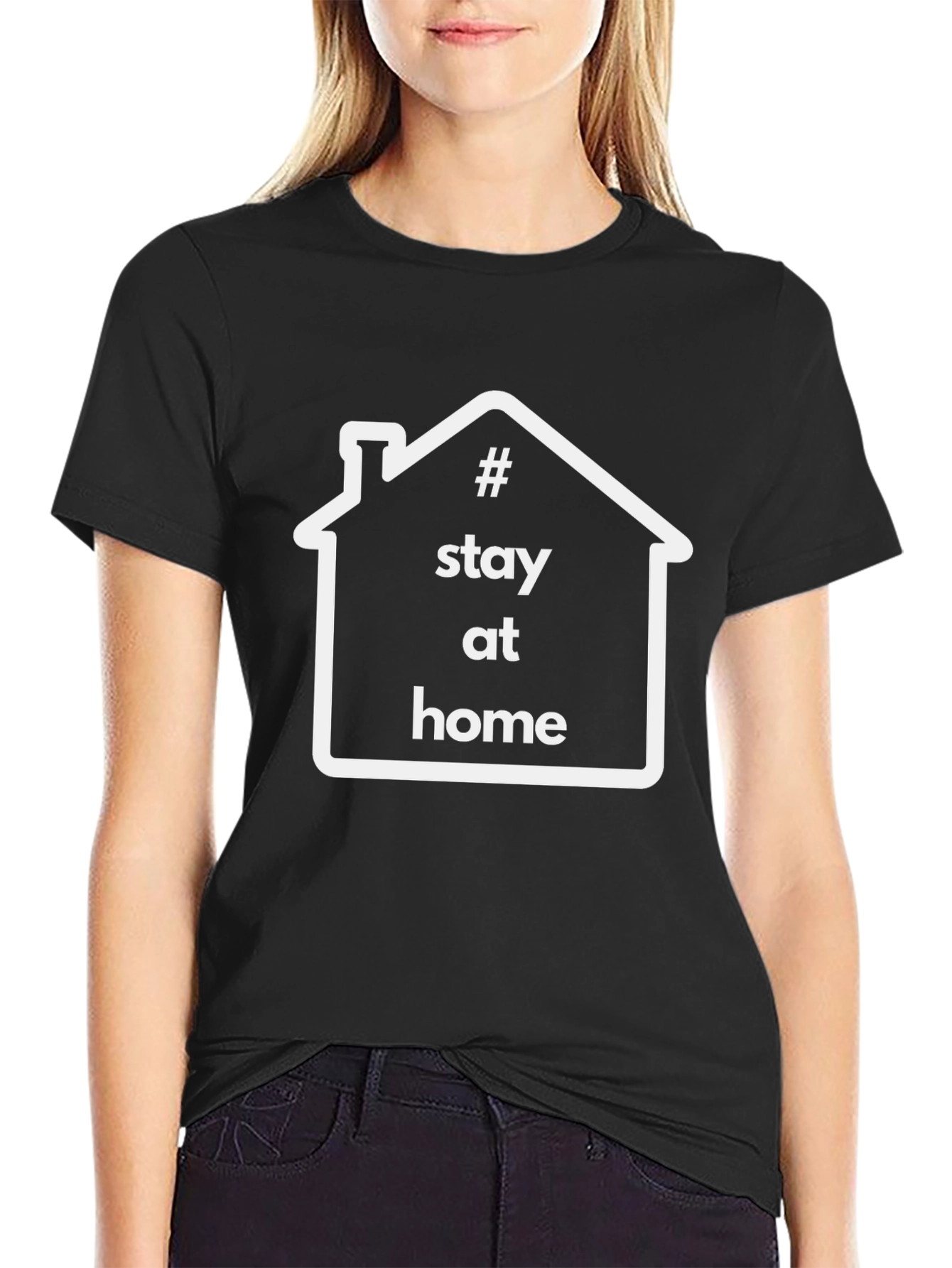 Stay at Home Graphic Tee - Black Cotton T-Shirt