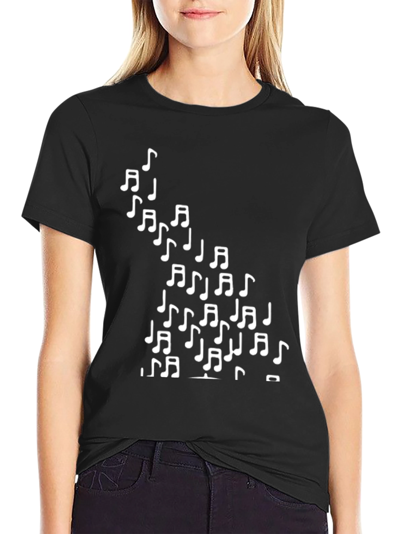 Music Notes T-Shirt - Casual Black Tee