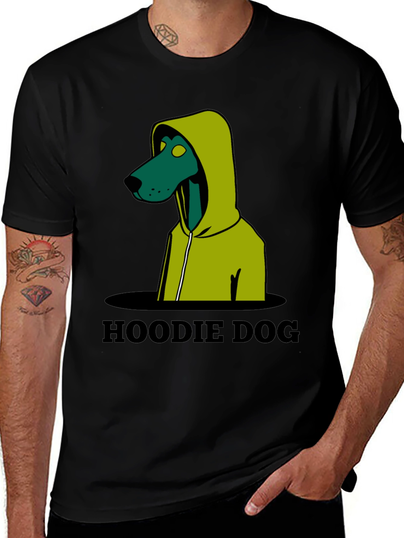 Hoodie Dog Graphic T-Shirt - Unique Design