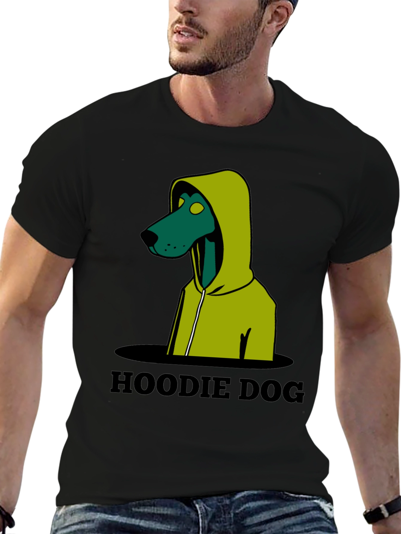 Hoodie Dog Graphic T-Shirt - Unique Design
