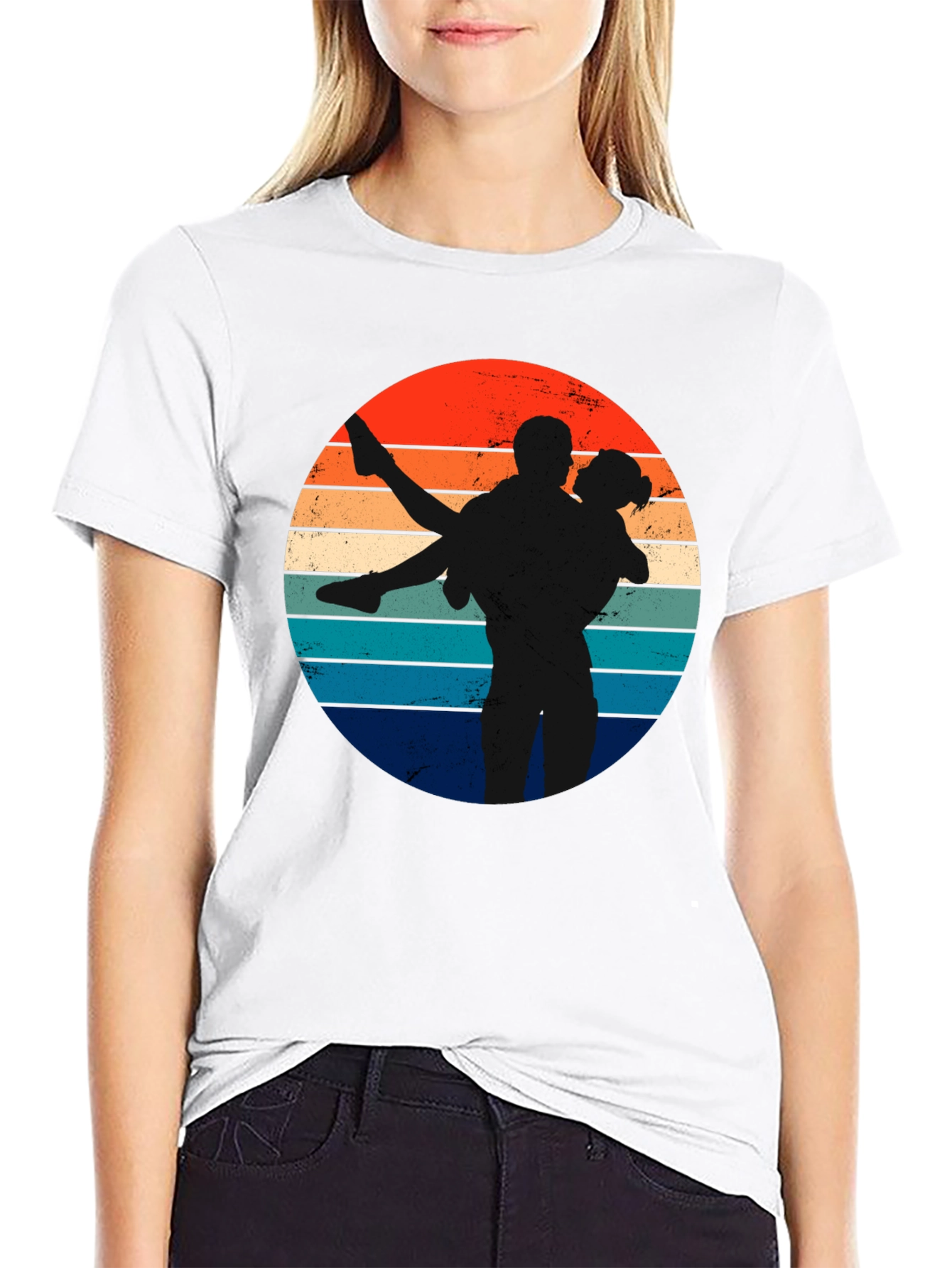 Retro Sunset Silhouette Couple T-Shirt