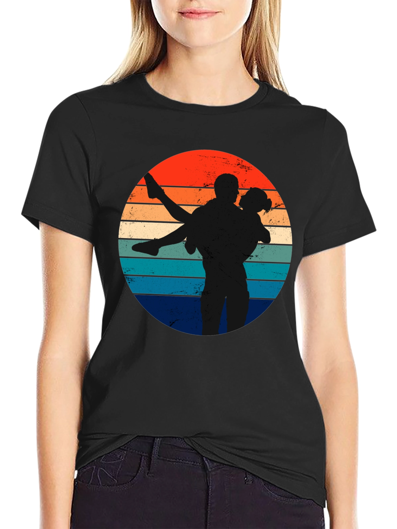 Retro Sunset Silhouette Couple T-Shirt