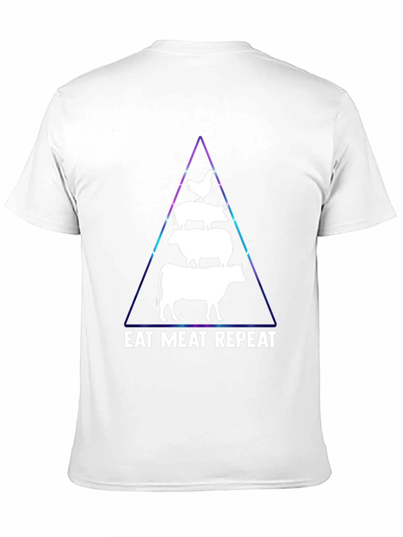 Eat Meat Repeat T-Shirt: Black Animal Pyramid Design