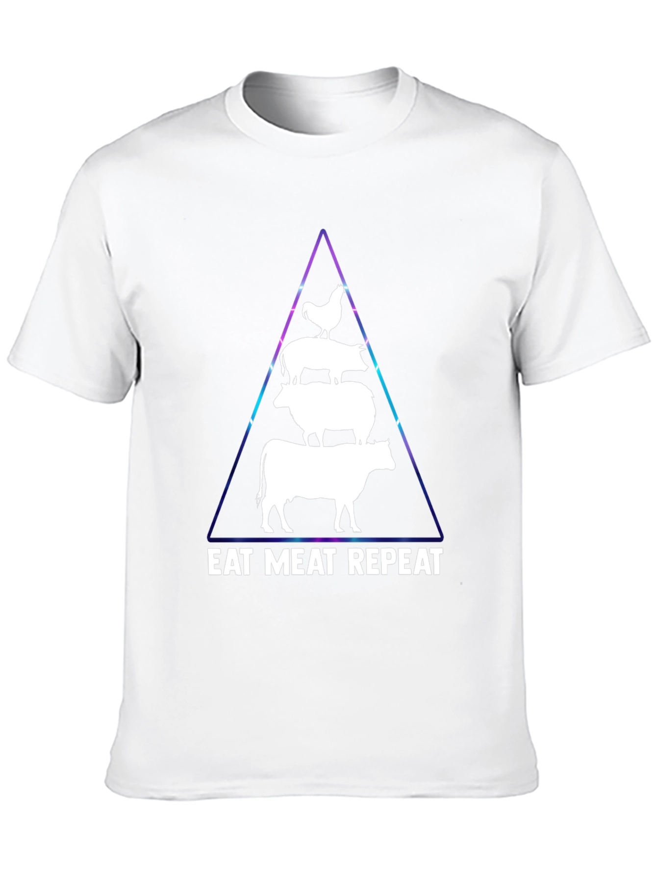 Eat Meat Repeat T-Shirt: Black Animal Pyramid Design