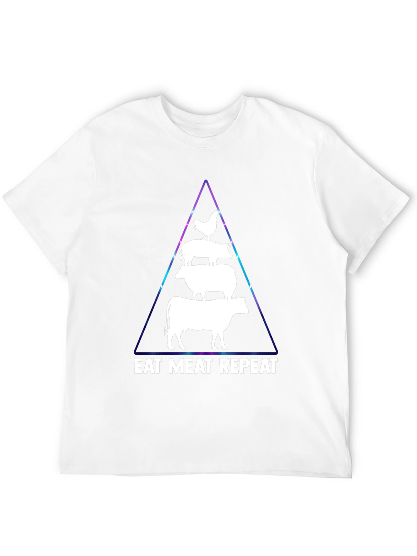 Eat Meat Repeat T-Shirt: Black Animal Pyramid Design