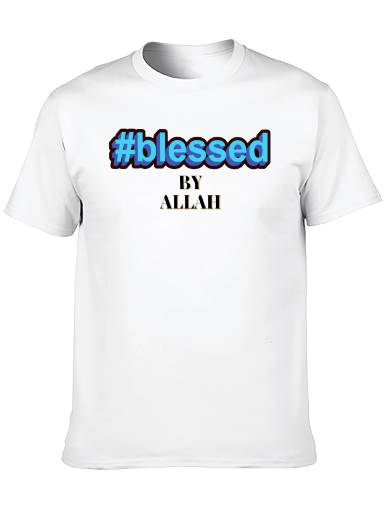 #Blessed by Allah Graphic Print Black T-Shirt