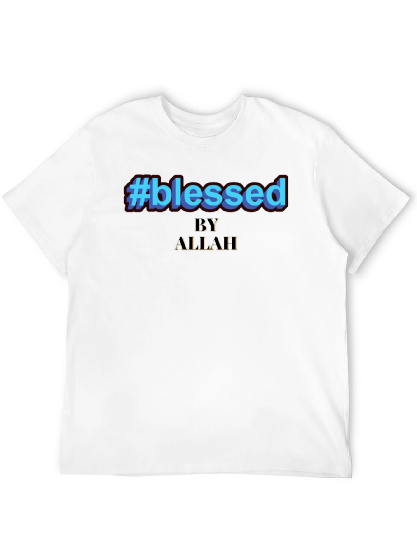 #Blessed by Allah Graphic Print Black T-Shirt